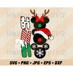 mouse santa ho ho ho svg png, layered christmas ho ho ho svg, mouse santa hat svg, ho ho ho png, svg files for cricut, i