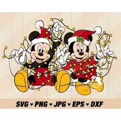 mouse christmas lights svg png, layered mouse santa hat svg, mouse merry christmas png, svg files for cricut, instant do