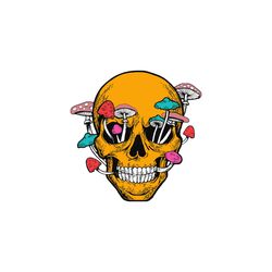 mushroom skull retro sublimation png, halloween png, skull cut file, skeleton png, mushroom skull png, psychedelic png,