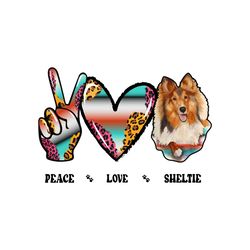 peace love sheltie dog leopard png