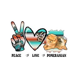 peace love pomeranian dog png