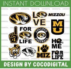 12 files missouri tigers football svg, football svg, silhouette svg, cut files, college football svg, ncaa logo svg,