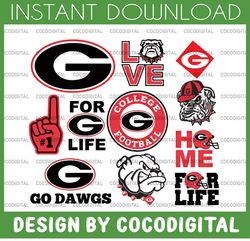 11 files georgia bulldogs football svg, football svg, silhouette svg, cut files, college football svg, ncaa logo svg,