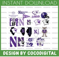 20 files northwestern wildcats football svg, northwestern wildcats college football designs. svg files, football svg