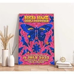 red hot chili peppers iggy pop and king princess 11 july 2023 poster, red hot chili peppers music band print, gift for f