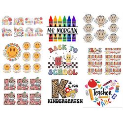 8back to school bundle, kindergarten png, pre k png, first day of school, school png, retro png, first second third grad