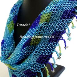 beading pattern pdf. checkered kerchief necklace. tutorial beading step by step