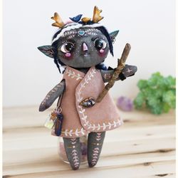 dark elf fabric doll, creepy fantasy collectible doll- fairy . handmade cute art toy , single copy, tilda