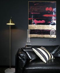 gold black painting, gold leaf painting,abstract canvas art