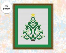 christmas cross stitch pattern ch003 xmas tree- holidays cross stitch pattern, xstitch chart pdf, lettering embroidery