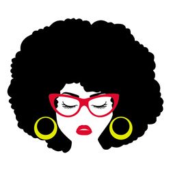 afro woman svg, black girl svg, afican svg, american woman svg, afro svg, afro girl svg, glasses svg, woman svg, queen s