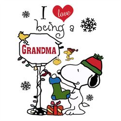 i love being a grandma snoopy svg, family svg, snoopy svg, grandma svg, grandma gift svg, heart svg, snow flower svg, sn