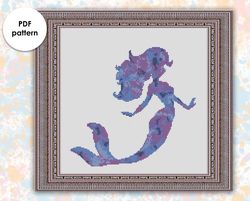 cross stitch pattern do008 mermaid cross stitch pattern, xstitch chart pdf, modern cross stitching