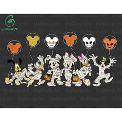 halloween mummy mouse and friends, halloween masquerade, trick or treat svg, spooky vibes, mummy, holiday season