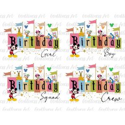 bundle birthday squad svg, happy birthday svg, family vacation svg, vacay mode, magical kingdom svg