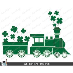 St. Patrick's Day Clover Train SVG  Clip Art Cut File Silhouette dxf eps png jpg  Instant Digital Download