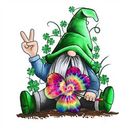 gnome svg, st. patricks day svg, gnome say hi hand svg, colored shamrocks svg, patricks day svg, shamrocks svg, lucky le