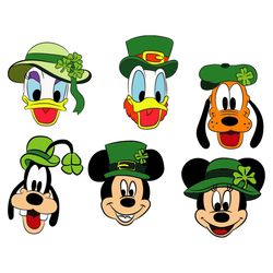 st. patrick's day, mickey and friends hat bundle svg, st. patricks day svg, mickey mouse svg, minnie mouse svg, pluto sv