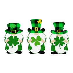 three green gnomes hold shamrocks svg, st. patricks day svg, gnome svg, three gnomes svg, patricks day svg, shamrocks sv