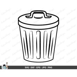 trash can svg  garbage clip art cut file silhouette dxf eps png jpg  instant digital download