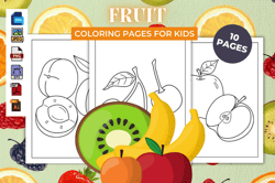 fruit coloring pages for kids pdf svg png eps jpg kdp interior printable 8.5 x 11 no bleed