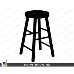stool svg  chair or barstool clip art cut file silhouette dxf eps png jpg  instant digital download