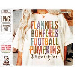 it's fall y'all png, flannels bonfires football pumpkins, retro fall sublimation, grunge fall png, autumn, thanksgiving