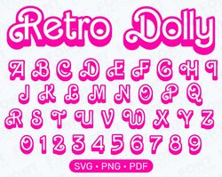 retro dolly letters, doll font svg, png, cute princess letters