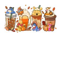 pooh fall coffee lattes sublimation png