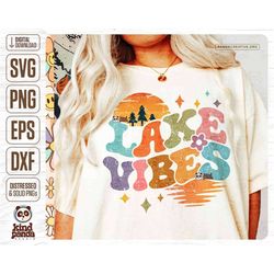 Retro Lake Vibes SVG PNG, Summer Vacation Shirt Sublimation, Lake Days, Groovy Summer DTF Transfer, Lake Cut File, Scree