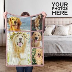 personalized custom photo blanket, custom blanket from pet portrait photo, baby photo collage blanket, home decor gift,