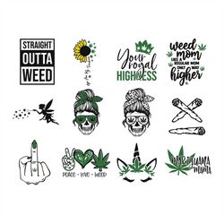 weed bundle svg, trending svg, weed svg, weed sunflower svg, weed unicorn svg, straight outta weed svg, weed mom svg, ma