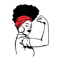 power girl svg, trending svg, muscles girl svg, strong girl svg, black girl svg, black queen svg, red band svg, messy bu