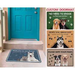 personalized pet photo doormat, custom cat doormat, dog&cat lover housewarming outdoor no slip mat, funny doormat, pet g