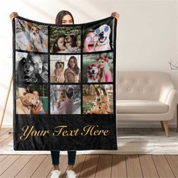 customizable photo blanket collage, personalized gift for pets, blanket with text, super cozy blanket, picture collage f