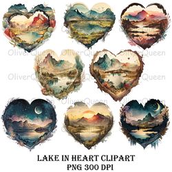 lake in heart clipart