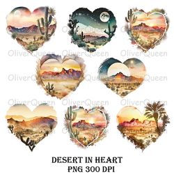 desert in heart png bundle clipart