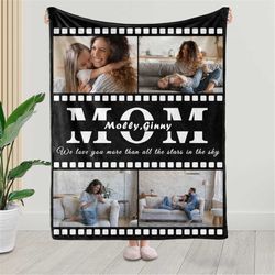 best mom ever photos collage blanket, custom roll film photo blanket, mom banket personalized, best mom gift, mom birthd