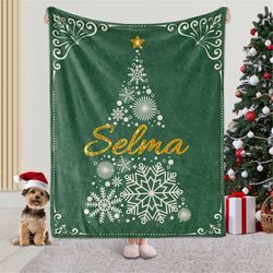 christmas blanket personalization, custom blanket with name, christmas tree blanket, personalized name blanket, christma