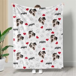 custom pet dogs cats faces blanket with name, personalized blankets with dogs cats photo, dog dad gift, pet lover gift,