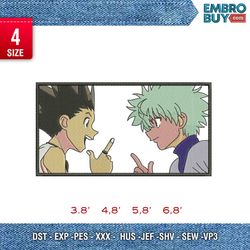 killua and gon freeze rectangle / anime embroidery design/ anime design/ embroidery pattern/ design pes dst vp3  format