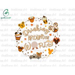 drinking around the world autumn svg, fall vibes svg, fall svg, holiday season svg