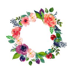 pastel watercolors flowers wreath svg, flower svg, flowers monogram svg, watercolors flower svg, birthday gift svg, gift