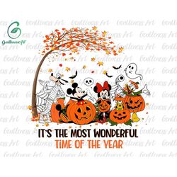 the most wonderful time png, fall leaves pumpkin halloween png, trick or treat png, spooky vibes png, fall png