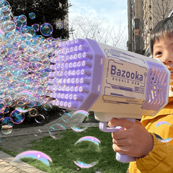 bubble gun rocket 69 holes soap bubbles machine gun shape automatic blower with light toys for kids