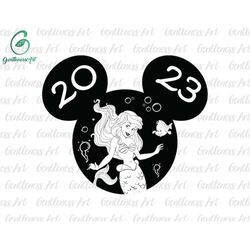 princess 2023 svg png, mermaid lover svg, princess mouse head designs, holiday season svg, vacay mode svg, family vacati