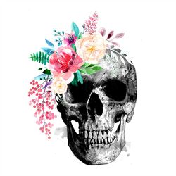 watercolor floral skull svg, flower svg, skull svg, floral svg, birthday gift svg, gift for girl svg, flower lovers svg,