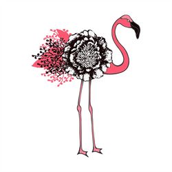 pink flamingo with floral flowers svg, flower svg, pink flamingo svg, floral flowers svg, birthday gift svg, gift for gi