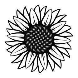 sunflower illustration black white svg, flower svg, sunflower svg, black white version svg, birthday gift svg, gift for