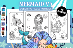 mermaid coloring book for kids toddlers | mermaid coloring pages svg png eps ai jpg | kdp interior printable